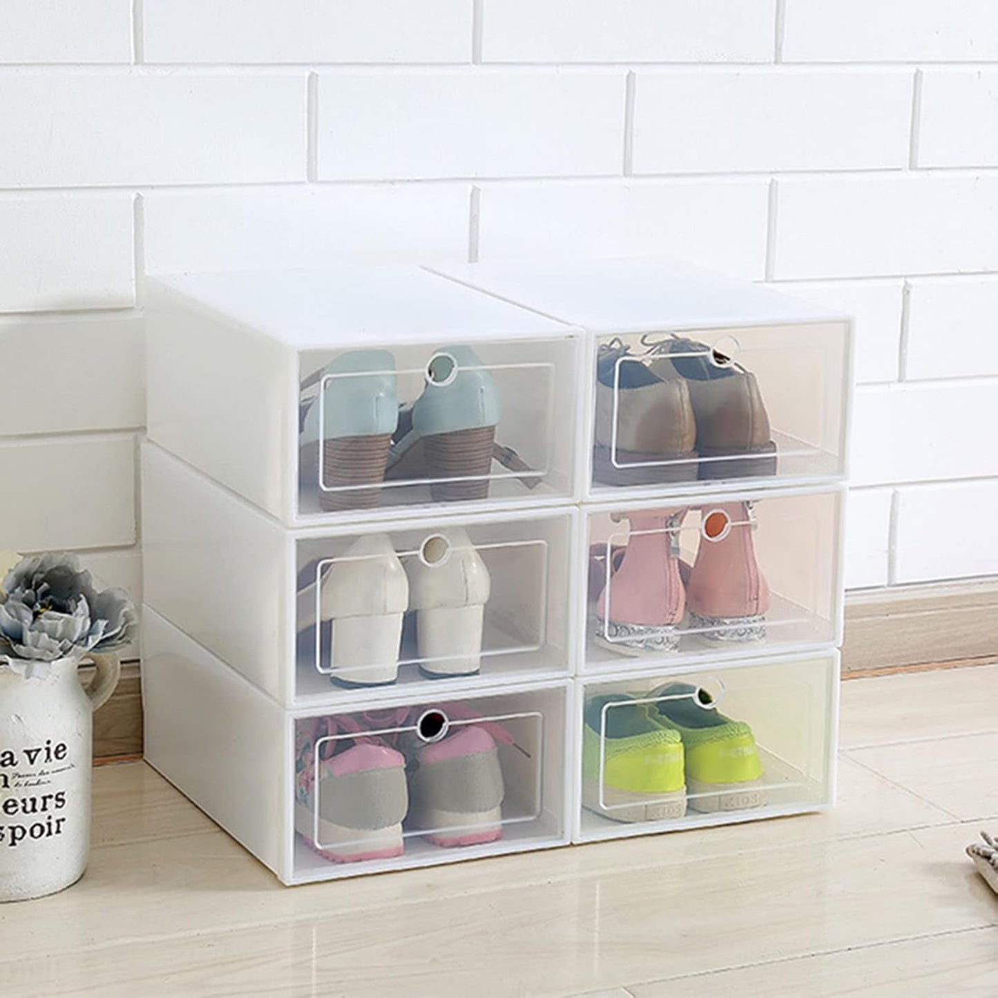 Caja de Zapatos Apilable con Apertura Frontal y Diseño Plegable - Organización Eficiente para Tu Armario