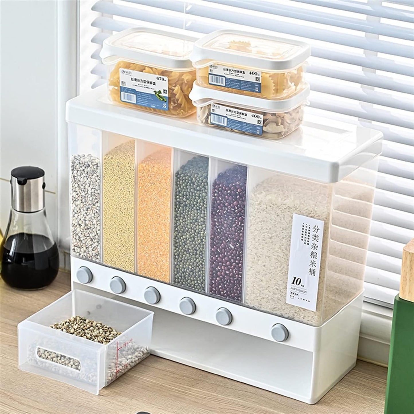 Dispensador de Granos con 6 Divisores - Organiza y Optimiza tu Cocina