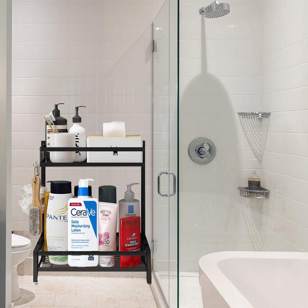 Mini Organizador Doble de Acero con Estante – Versátil y Ajustable para Cocina y Baño