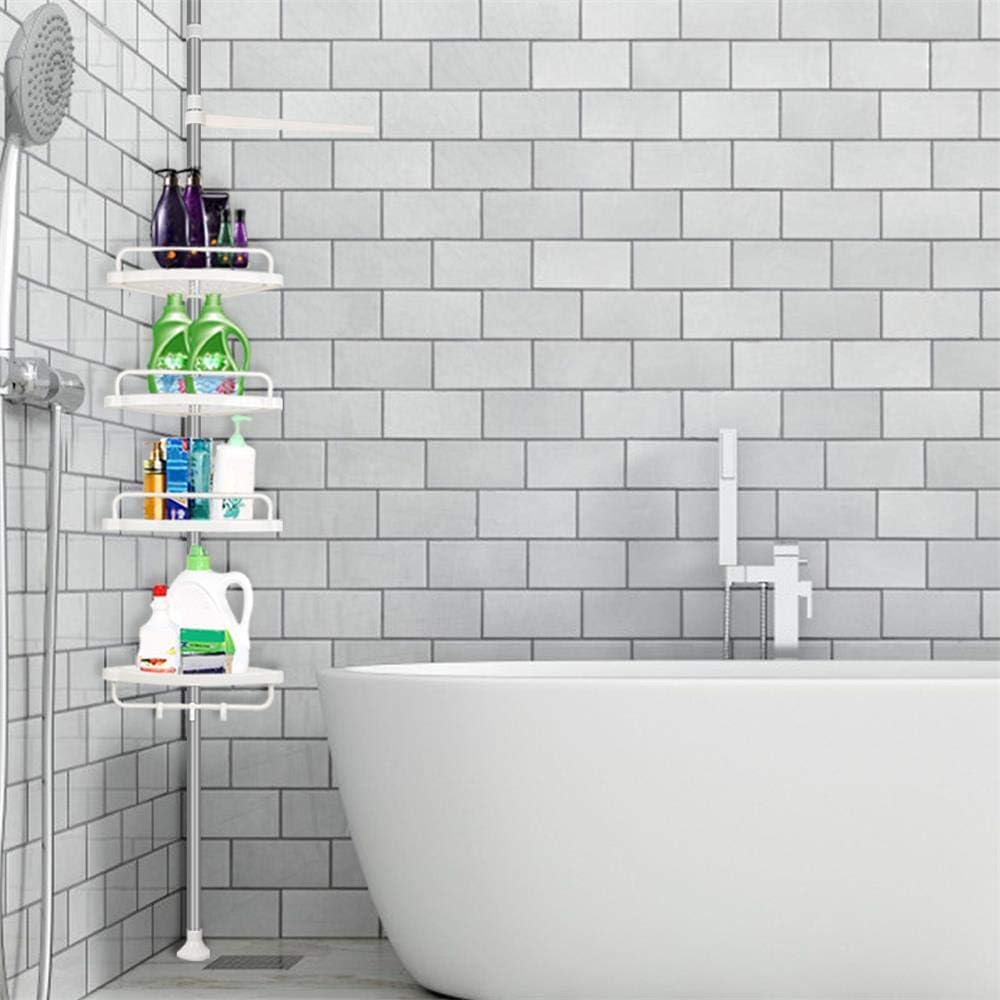 Organizador Esquinero con Vara de 4 Bases | Repisa Adhesiva para Baño y Cocina