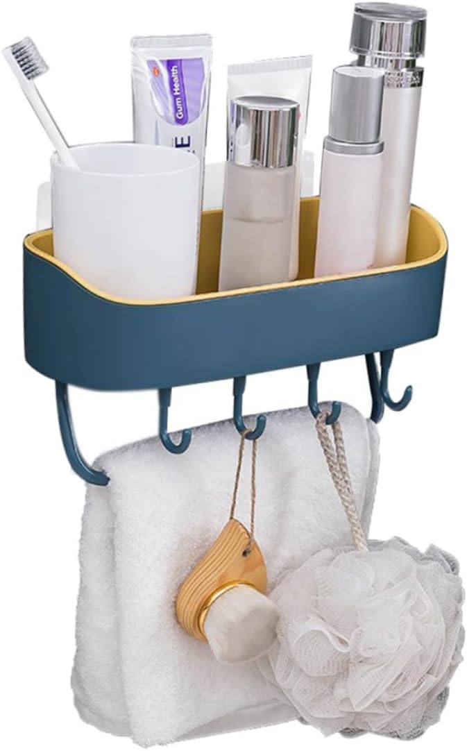 Organizador Multiuso con Base y Ganchos – Solución de Almacenamiento Versátil para Baño y Cocina