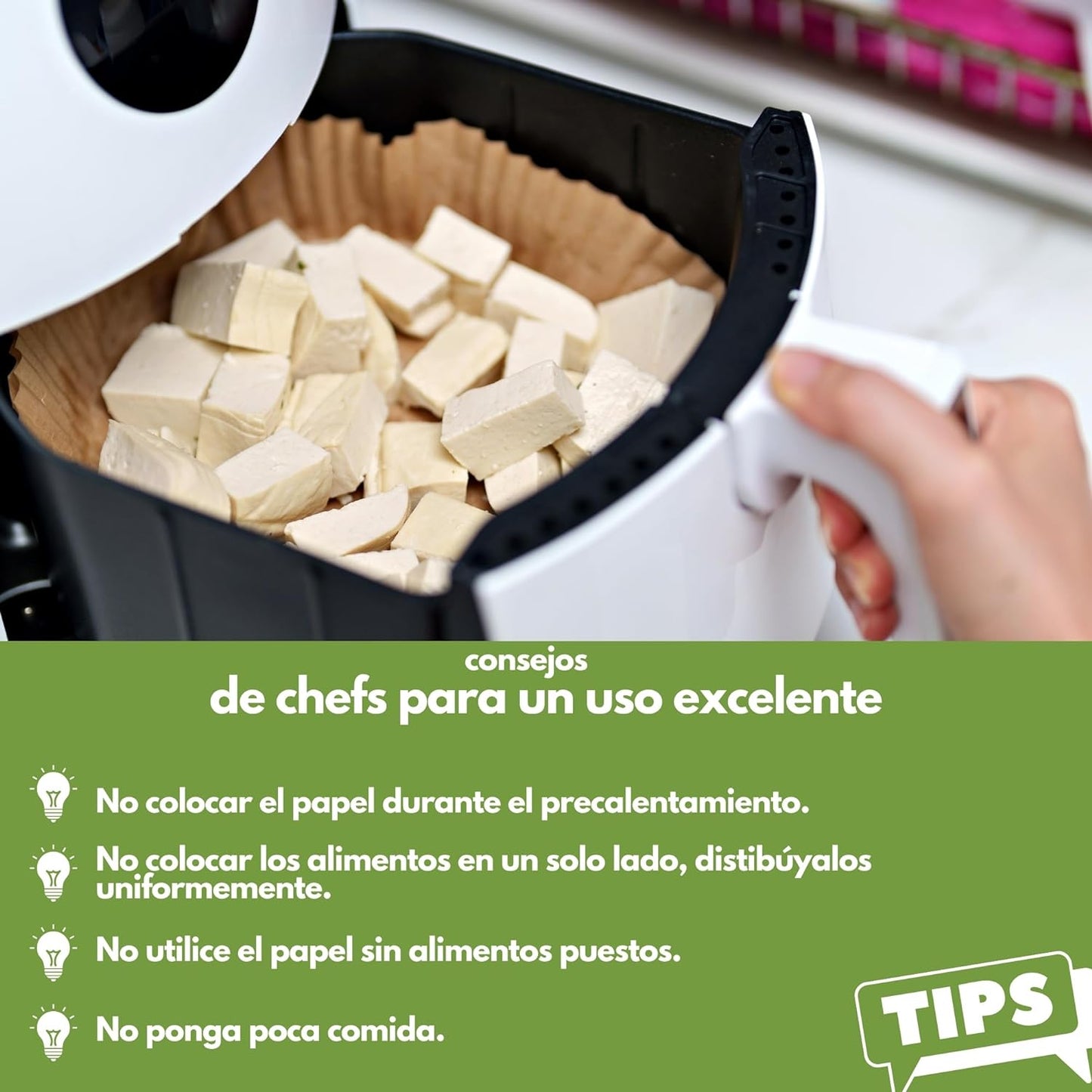 Filtro para Freidora de Aire 50 PC 16cm – Papel Pergamino Grado Alimenticio, Resistente al Calor, Desechable y Fácil de Usar