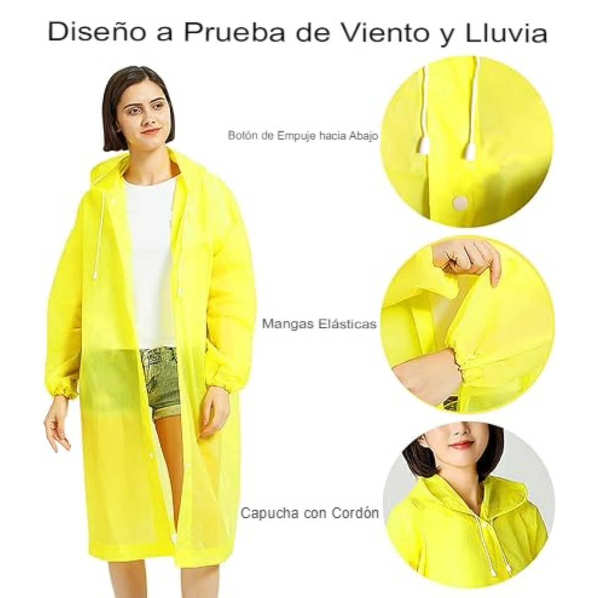 Poncho de Lluvia Portátil Amarillo
