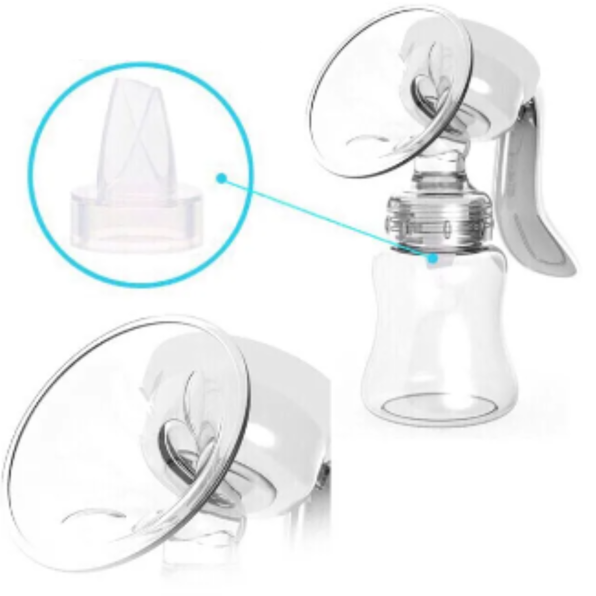 Extractor Manual de Leche Materna – Succión Ajustable, Almohadilla de Masaje 180°, Diseño Ergonómico, Compacto y Portátil