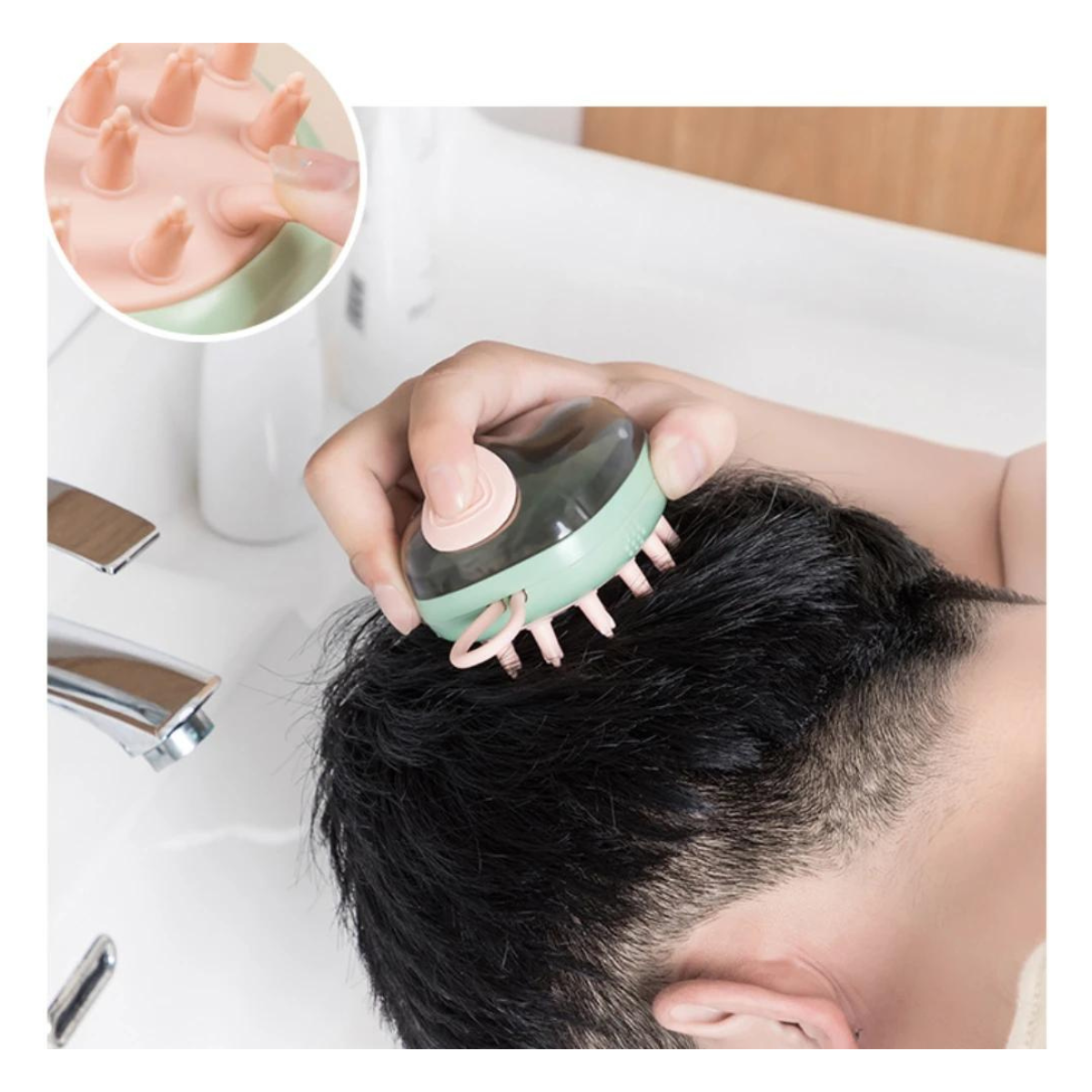 Cepillo de Silicona para Masaje del Cuero Cabelludo 