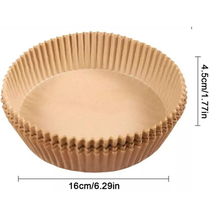 Filtro para Freidora de Aire 50 PC 16cm – Papel Pergamino Grado Alimenticio, Resistente al Calor, Desechable y Fácil de Usar