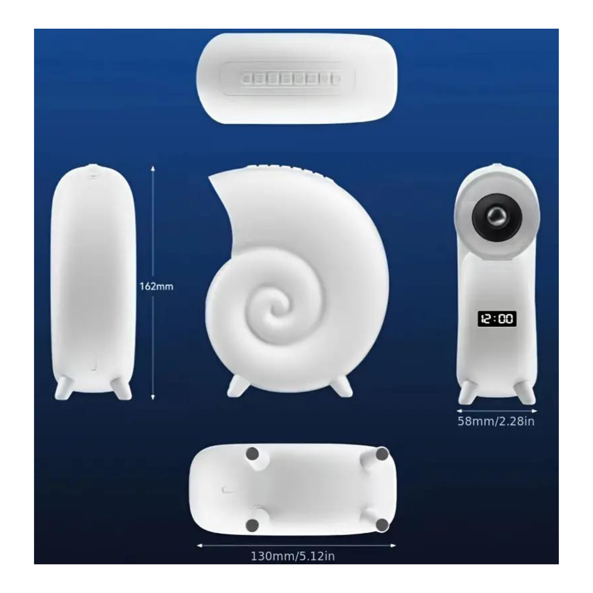 Altavoz Bluetooth en Forma de Caracola - Sonido Estéreo, Lámpara Multifuncional y Carga Inalámbrica
