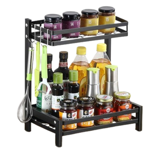 Mini Organizador Doble de Acero con Estante – Versátil y Ajustable para Cocina y Baño