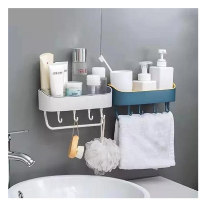 Organizador Multiuso con Base y Ganchos – Solución de Almacenamiento Versátil para Baño y Cocina