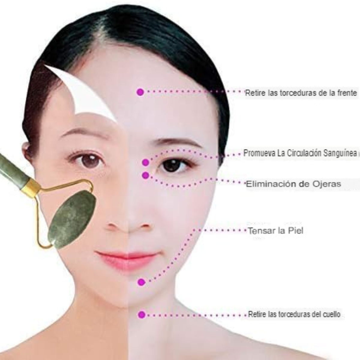 Rodillo de Jade para Masaje Facial