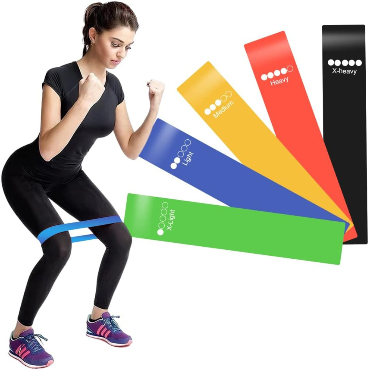 Set de 5 Bandas Elásticas de Fitness - Ejercicio en Casa y Viajes, Alta Resistencia y Durabilidad
