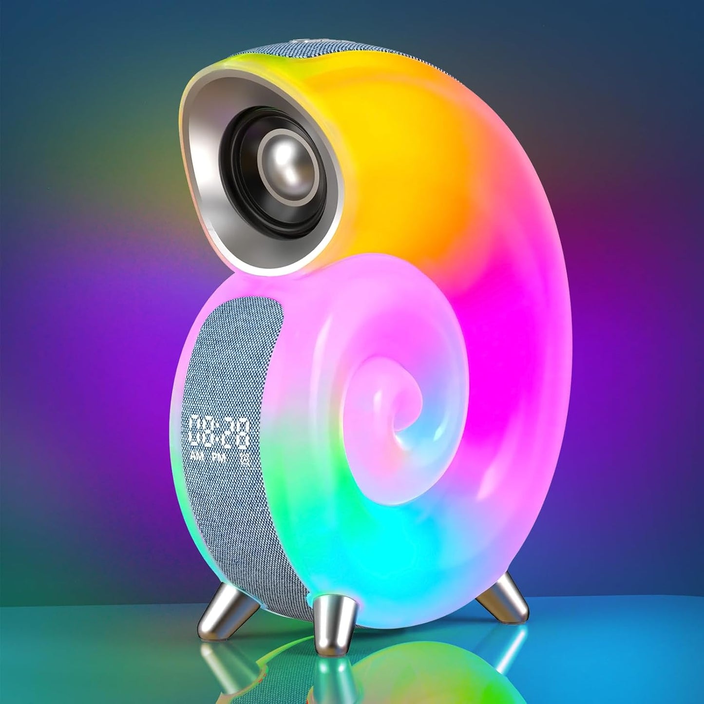 Altavoz Bluetooth en Forma de Caracola - Sonido Estéreo, Lámpara Multifuncional y Carga Inalámbrica