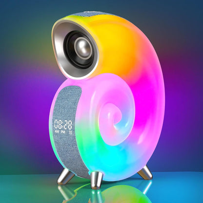Altavoz Bluetooth en Forma de Caracola - Sonido Estéreo, Lámpara Multifuncional y Carga Inalámbrica