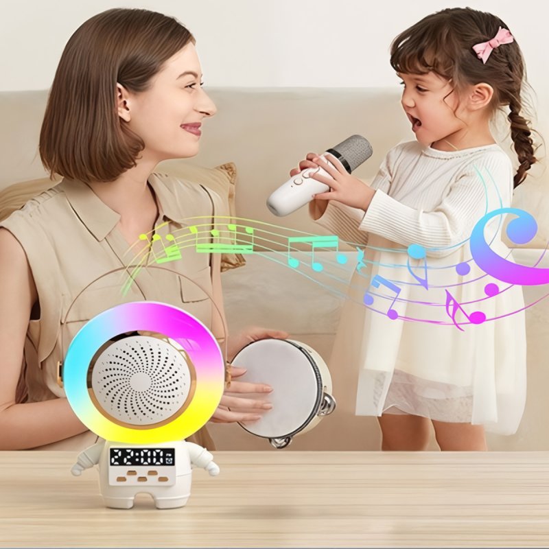 Altavoz Karaoke Astronauta Multifuncional | Bluetooth, Luz Nocturna y Carga Inalámbrica