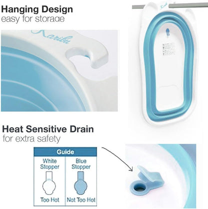 Bañera de Bebé Plegable con Seguridad y Patas Antideslizantes