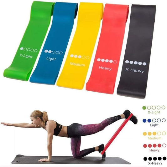 Set de 5 Bandas Elásticas de Fitness - Ejercicio en Casa y Viajes, Alta Resistencia y Durabilidad