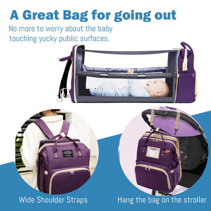 Bolso de Paseo 2 en 1 con Cambiador y Mochila para Pañales - Práctico, Seguro y Portátil