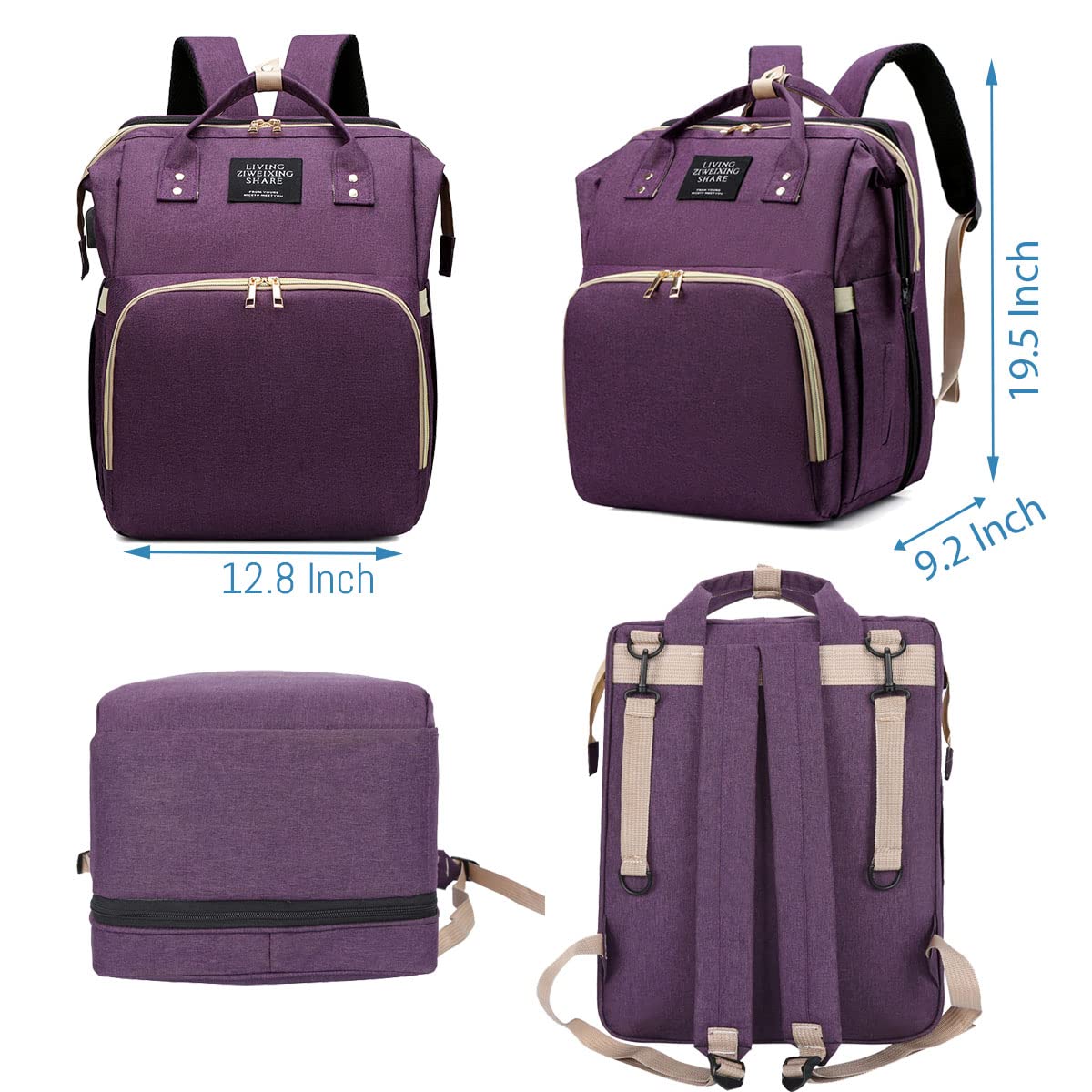 Bolso de Paseo 2 en 1 con Cambiador y Mochila para Pañales - Práctico, Seguro y Portátil