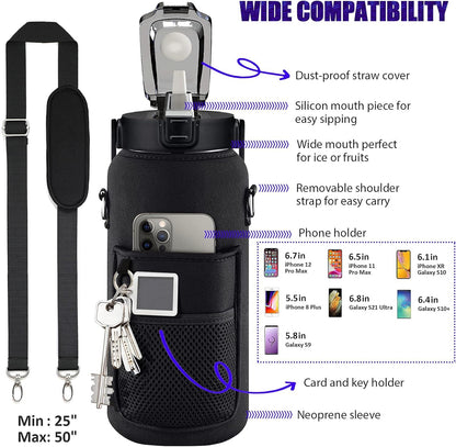 Botella de Agua Multifuncional 1.9 L - Hidratación Fácil y Saludable con Marcador de Tiempo
