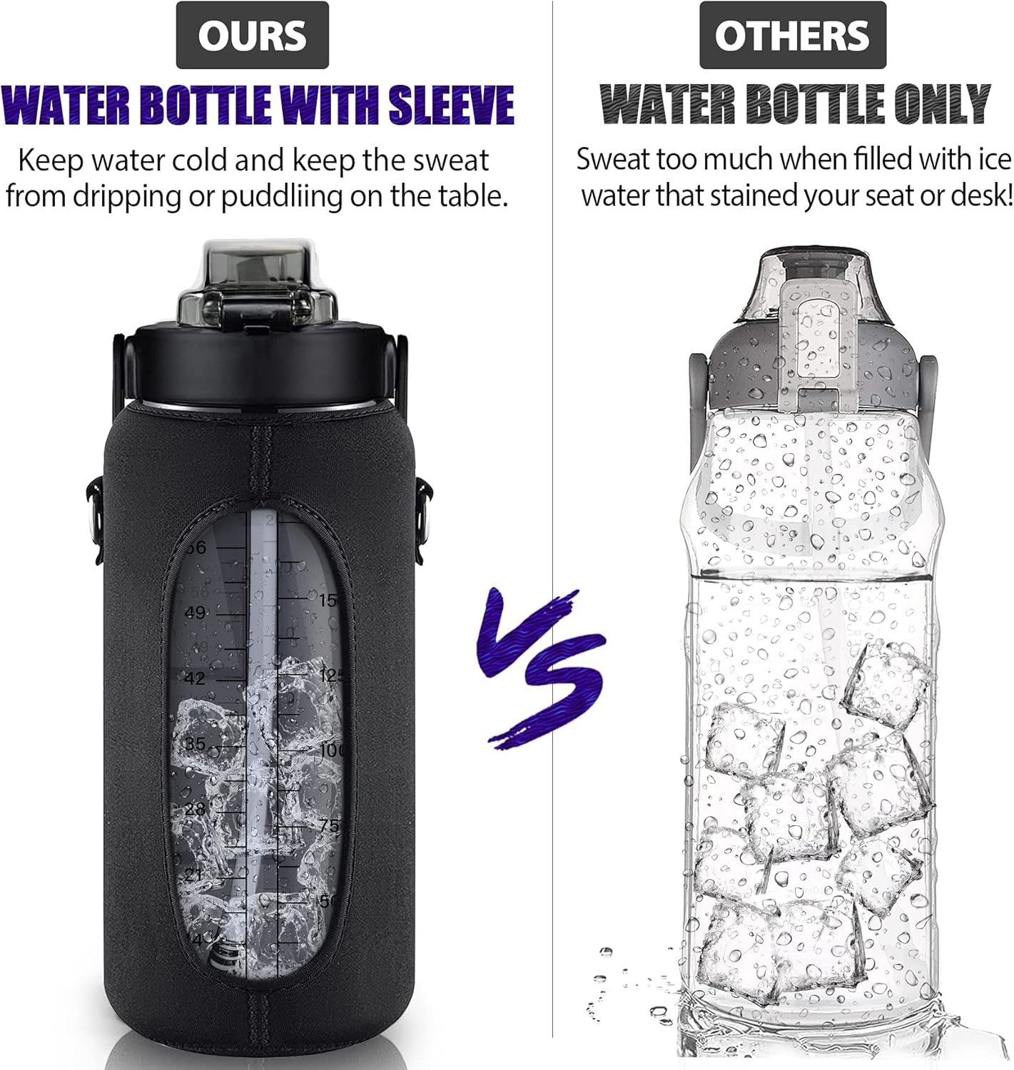 Botella de Agua Multifuncional 1.9 L - Hidratación Fácil y Saludable con Marcador de Tiempo