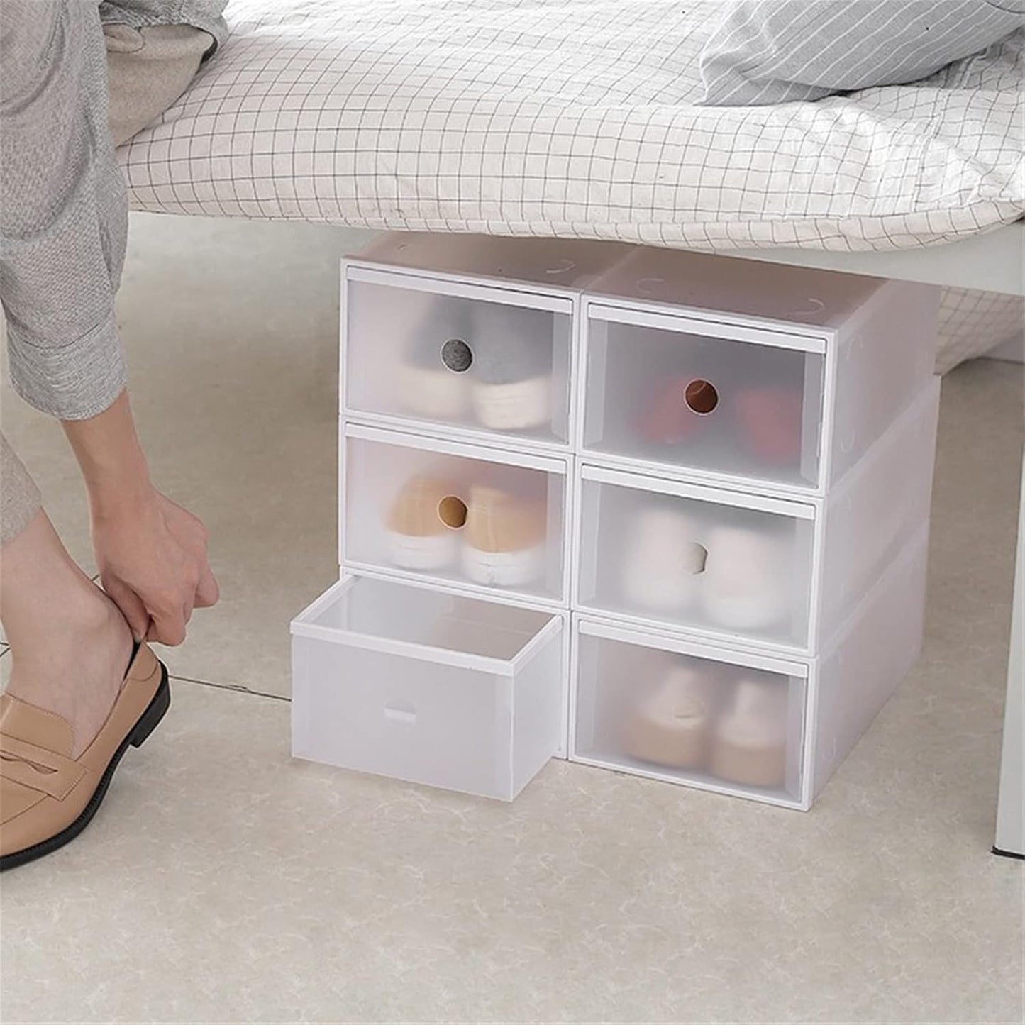 Caja de Zapatos Apilable con Apertura Frontal y Diseño Plegable - Organización Eficiente para Tu Armario