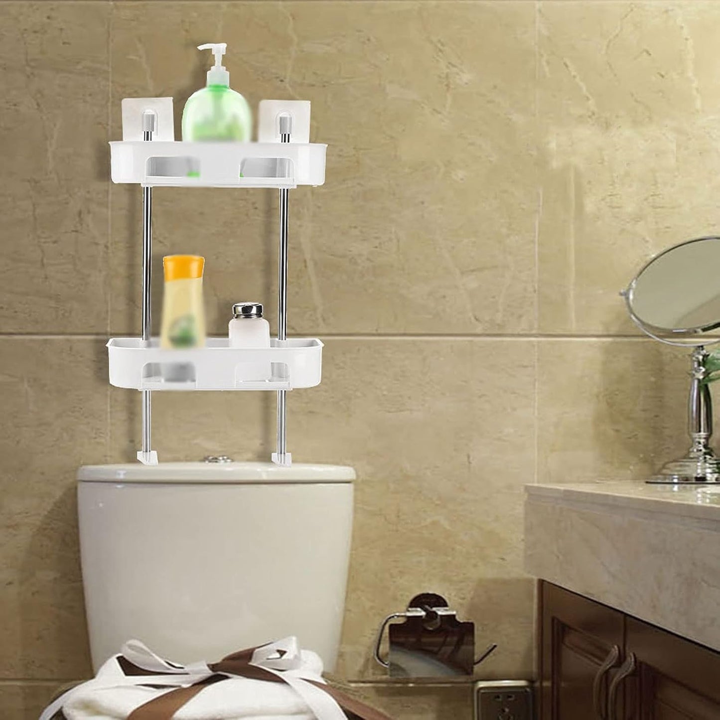 Estante Organizador de Acero 2 Capas – Versátil, Duradero y Ajustable para Cocina y Baño