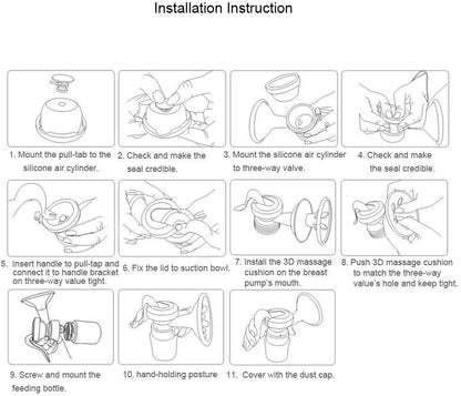 Extractor Manual de Leche Materna – Succión Ajustable, Almohadilla de Masaje 180°, Diseño Ergonómico, Compacto y Portátil