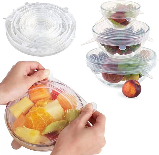 Juego de 6 Tapas Elásticas de Silicona Reutilizables - Conservación Eficiente y Segura