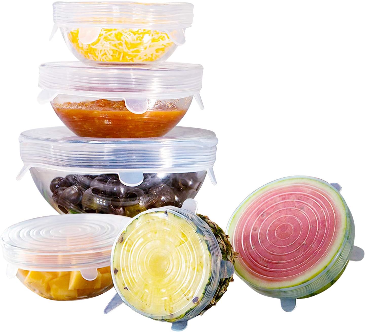 Juego de 6 Tapas Elásticas de Silicona Reutilizables - Conservación Eficiente y Segura