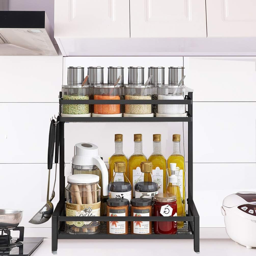 Mini Organizador Doble de Acero con Estante – Versátil y Ajustable para Cocina y Baño