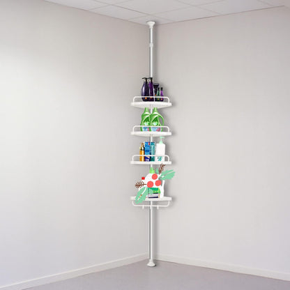 Organizador Esquinero con Vara de 4 Bases | Repisa Adhesiva para Baño y Cocina