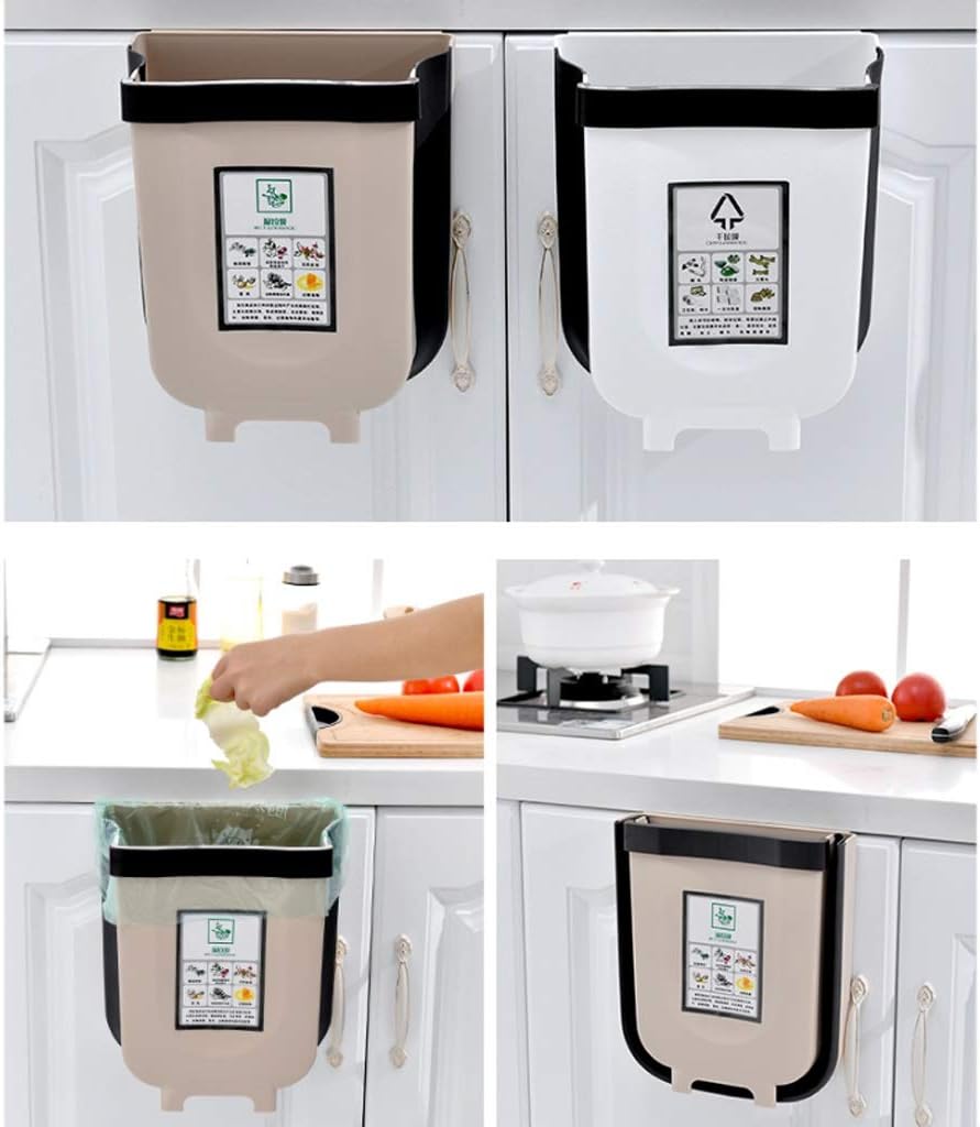 Papelera de Basura Plegable de Plástico 9L - Ahorra Espacio y Optimiza la Gestión de Residuos