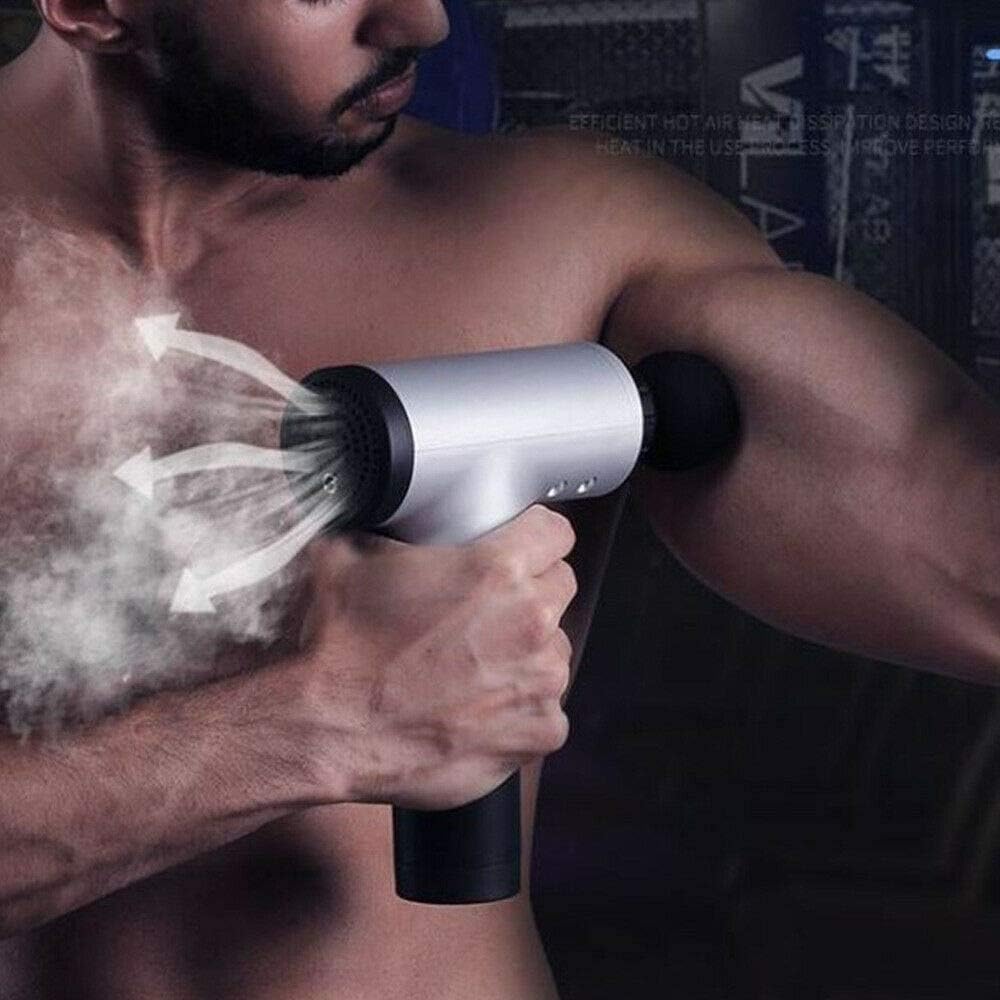 Pistola de Masaje de Percusión Premium - 30 Velocidades, Alivio Muscular Profundo y Recarga USB