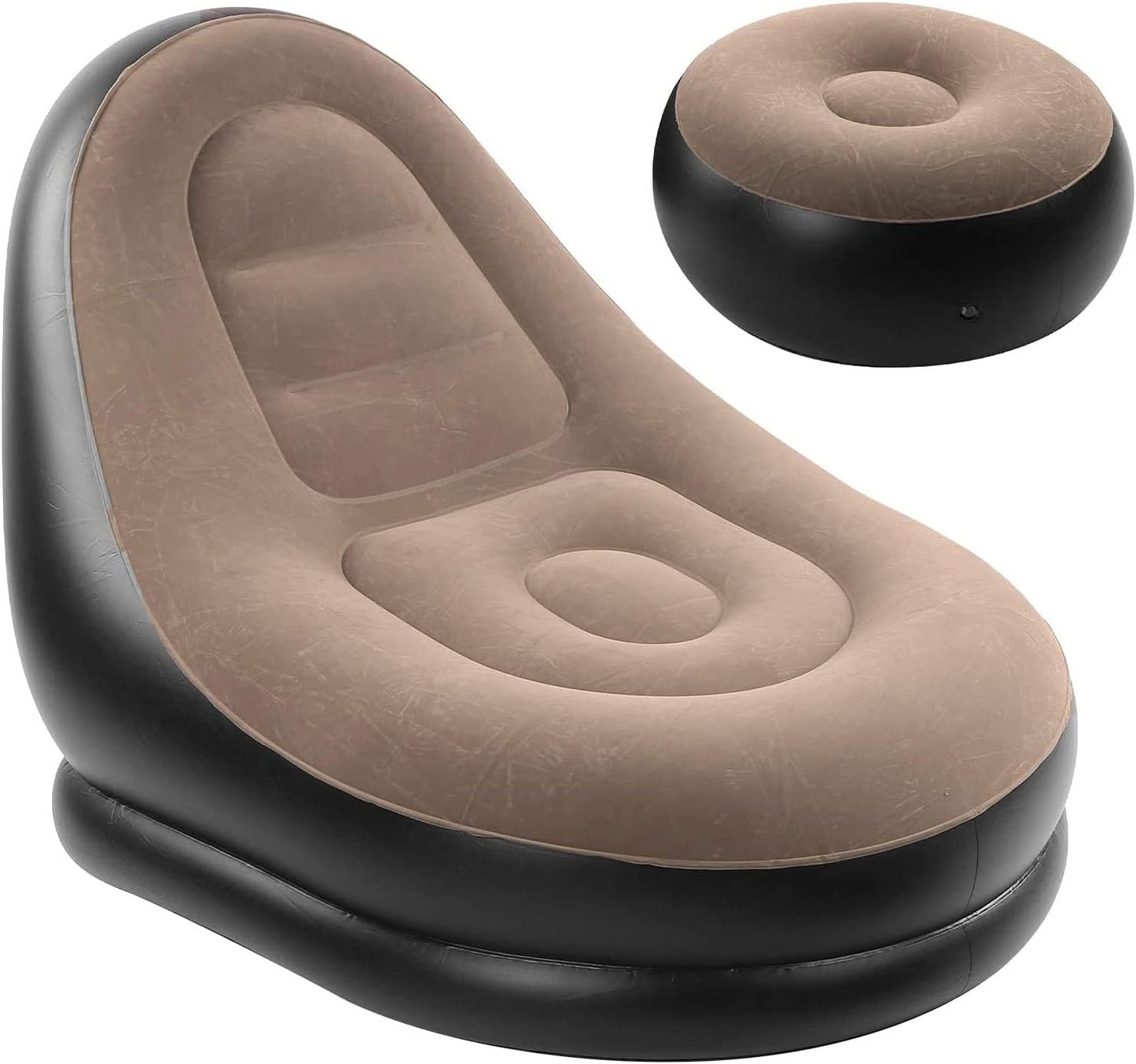 Sofá Inflable con Reposapiés – Sillón Inflable Portátil para Interiores y Exteriores, Cama Sofá Individual