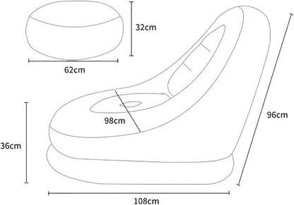 Sofá Inflable con Reposapiés – Sillón Inflable Portátil para Interiores y Exteriores, Cama Sofá Individual