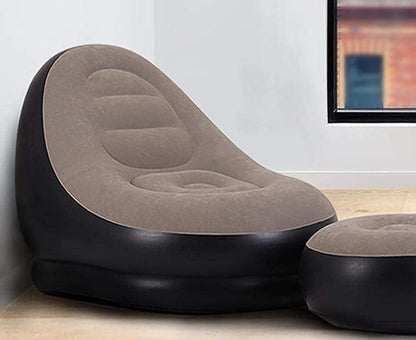Sofá Inflable con Reposapiés – Sillón Inflable Portátil para Interiores y Exteriores, Cama Sofá Individual
