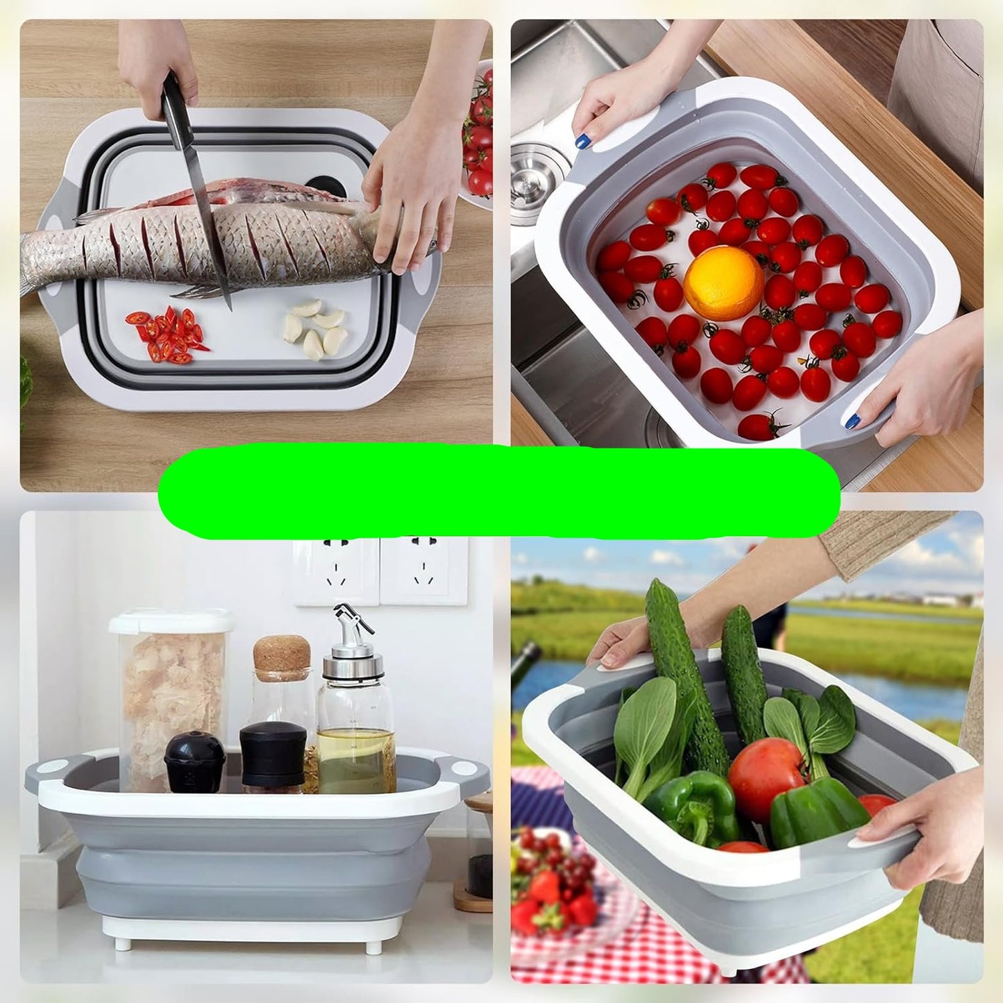 Tabla de Corte Expandible Multiusos 3 en 1 - Corta, Lava y Almacena en un Solo Producto