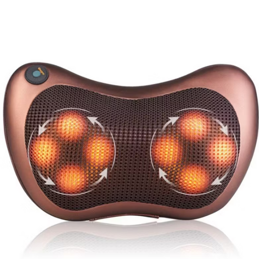 Masajeador Almohada Doble Hélice con Calentamiento Infrarrojo - Masajeador Portátil para Casa y Auto, Ajustable y de Alta Calidad