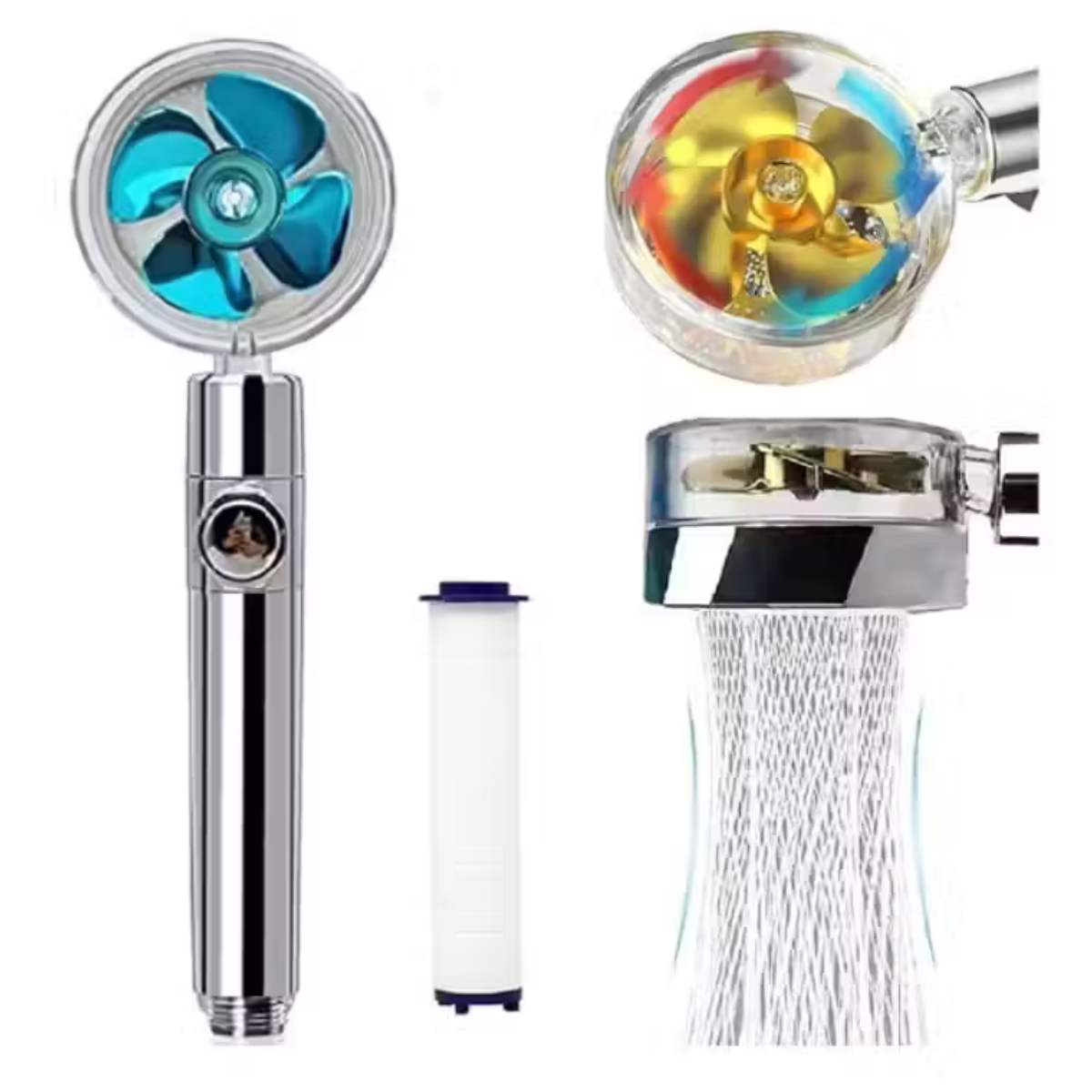 Ducha Hélice de Turbina con Alta Presión | Filtración Avanzada para Piel y Cabello
