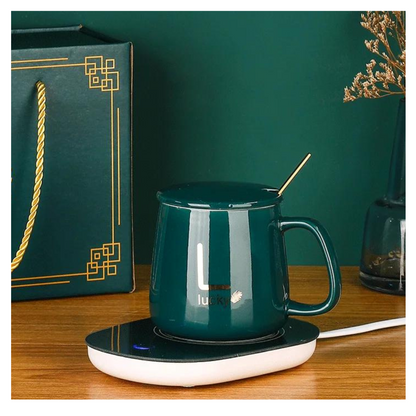 Taza de Cerámica y Portavaso con Calentador USB